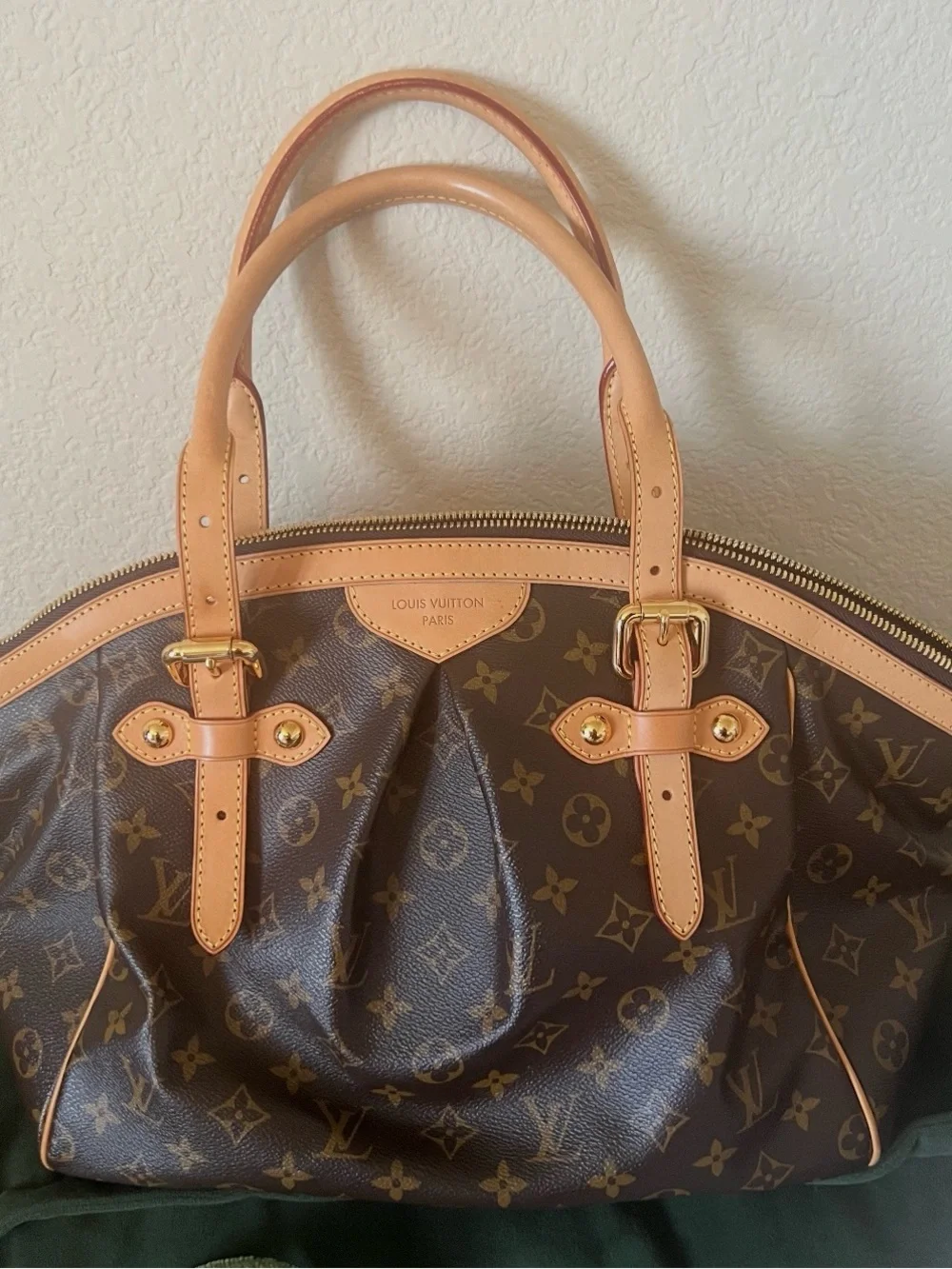 Louis Vuitton Monogram Canvas Tote with Natural Leather Trim
